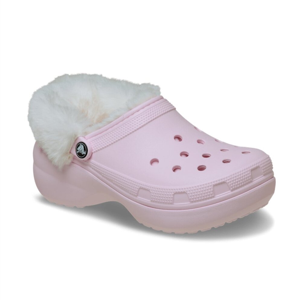 NEW CROCS Sizes 6, 7, 8, 10 Women's Classic Platform Fuzz Lined Clog - Pink Milk